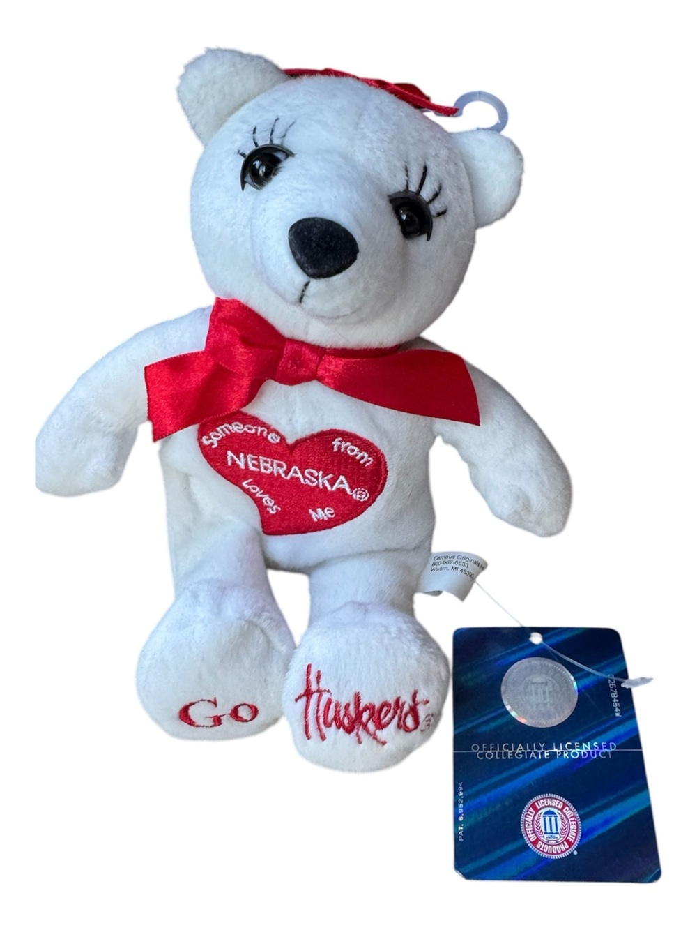NCAA White Bear with Red Accents - Nebraska Huskers